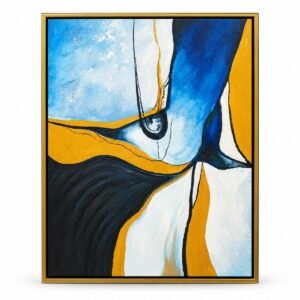 Blue & Ochre Flow – Abstract by Decent Framing